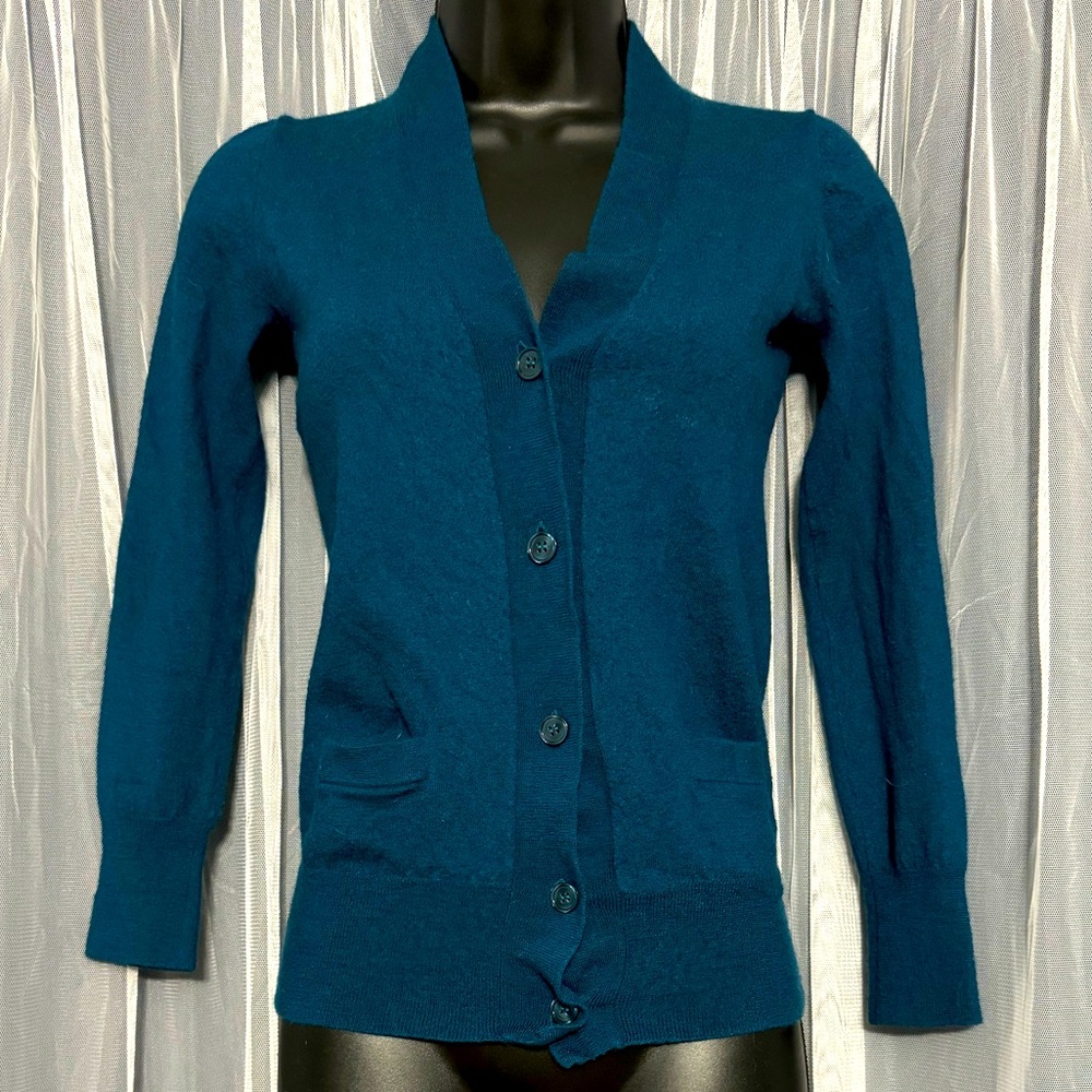 J. Crew Dark Teal Wool Cardigan